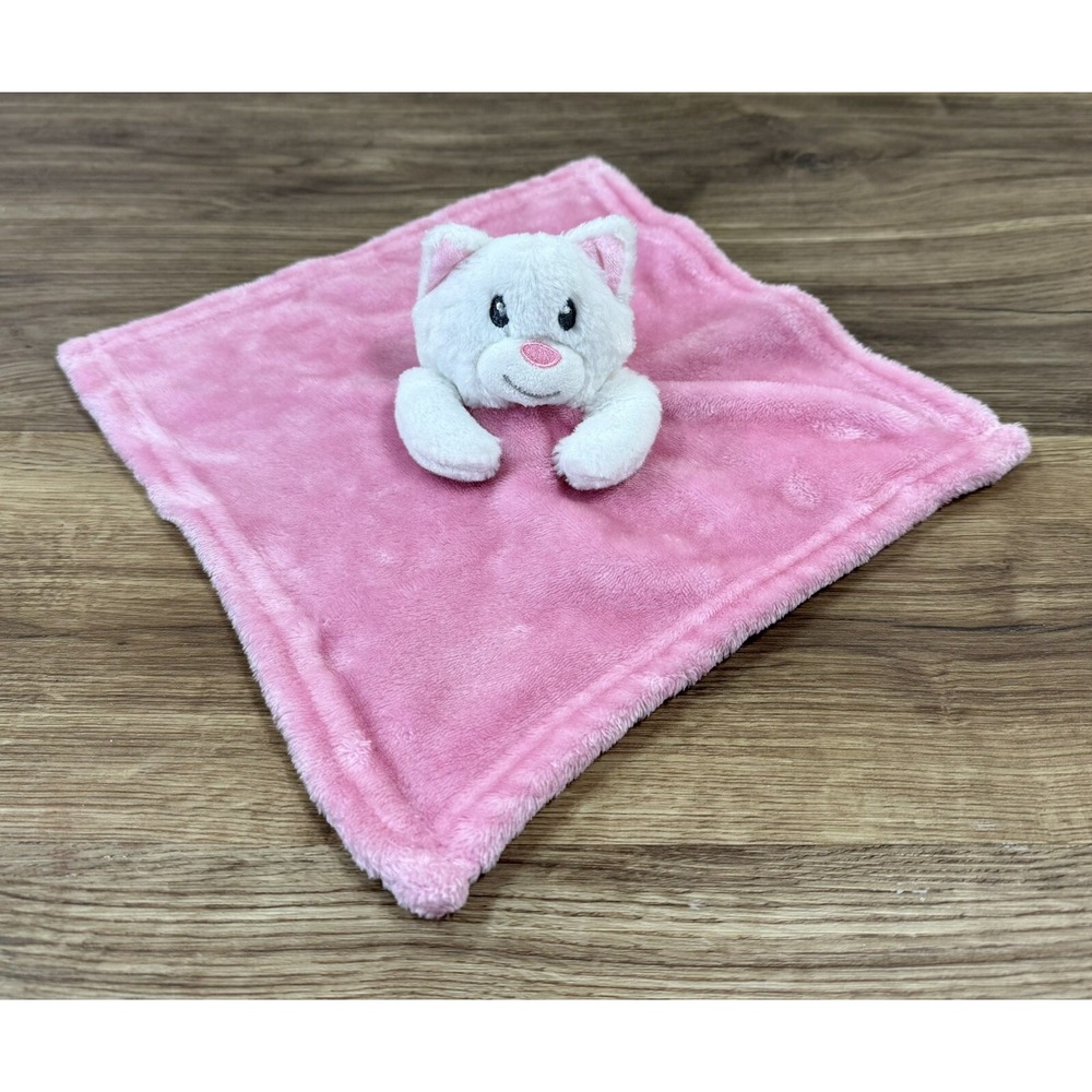 Little Journey Pink White Cat Security Blanket Baby Lovey Nemcor Aldi Plush 12"